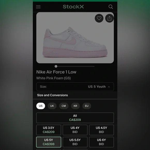 Nike Air Force 1 Low White Pink Foam Sneakers, US 5 Youth / EUR 37.5 - Picture 10 of 10